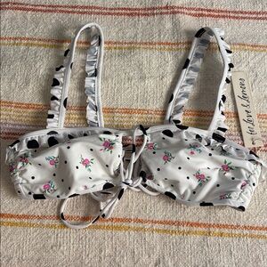 XS - NWT - For Love And Lemons - White Floral Polka Dot Bikini Top